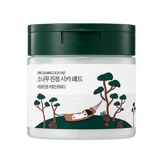 Diski ar priedes un centellas ekstraktiem problemātiskai ādai Round Lab Pine Calming Cica Pad